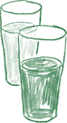 Dois copos de sidra desenhados em giz